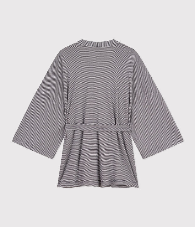 Quimono de rayas para mujer azul/blanco