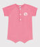 Pelele corto y liso de rizo de manga corta con insignia para bebé rosa PEONIA