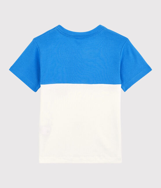Camiseta de manga corta de algodón de niño azul BRASIER/gris MARSHMALLOW
