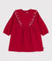 Vestido liso de pana de manga larga para bebé rojo TERKUIT
