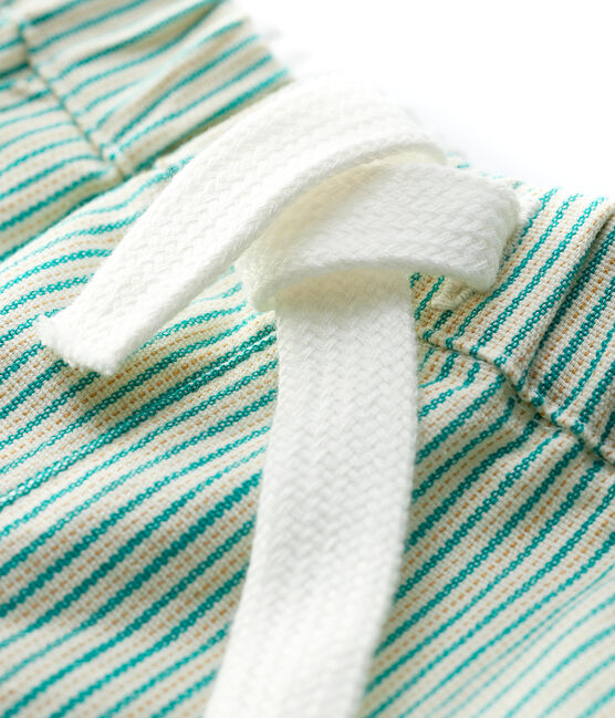 Pantalón corto de sarga irresistible de bebé niño blanco MARSHMALLOW/verde GAZON