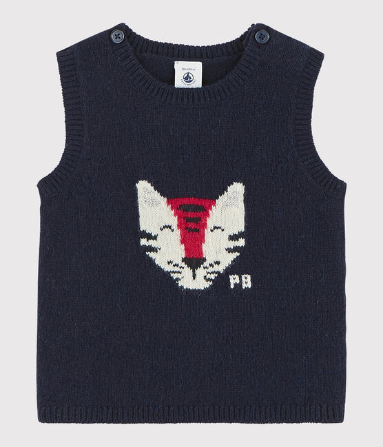 Jersey de tejido de punto sin mangas para bebé azul SMOKING
