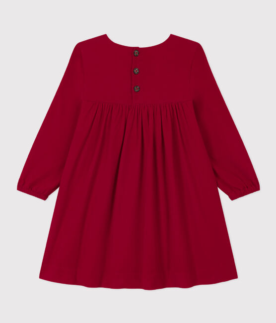 Vestido de manga larga de terciopelo liso de niña rojo CORRIDA
