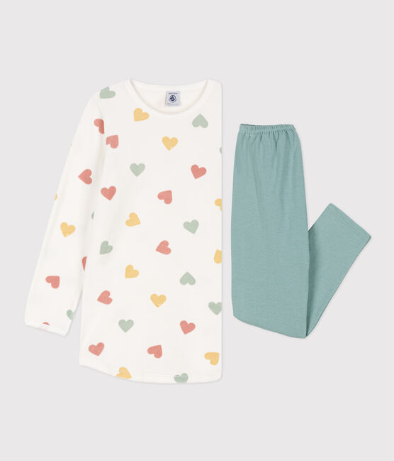 Camisón de terciopelo con corazón para niña blanco MARSHMALLOW/blanco MULTICO
