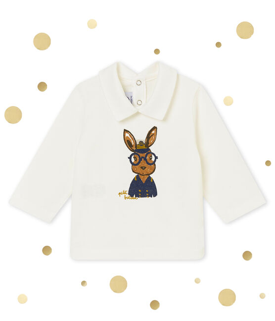 Polo liso para bebé niño blanco MARSHMALLOW