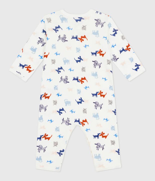 Pijama sin pies de algod&oacute;n con estampado de perro para beb&eacute; blanco/multicolor