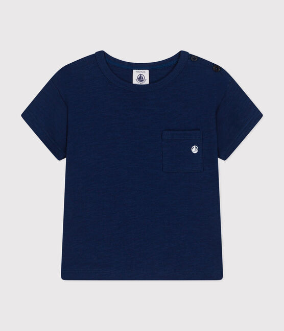Camiseta de manga corta de punto flameado para bebé azul MEDIEVAL