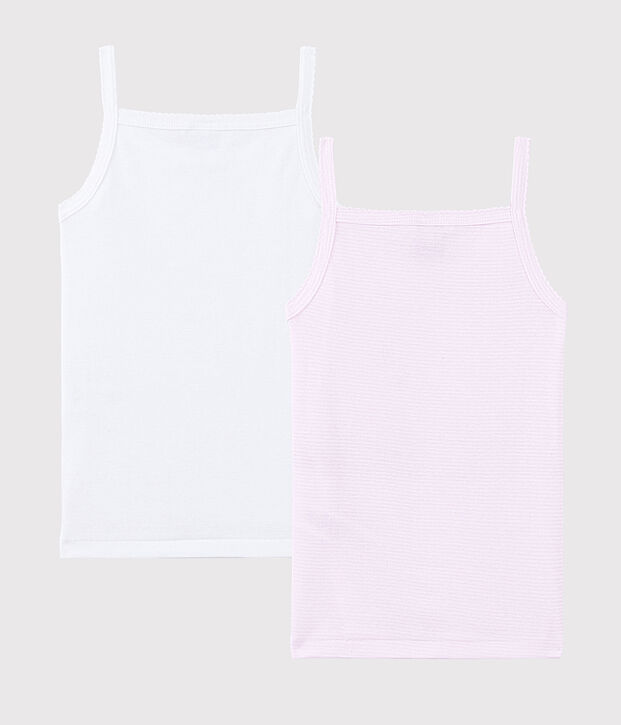 Lote de 2 camisetas de tirantes mil rayas rosa de algod&oacute;n ecol&oacute;gico de ni&ntilde;a multicolor