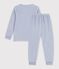 Pijama infantil de terciopelo liso con estampado de esquiadores POLAIRE
