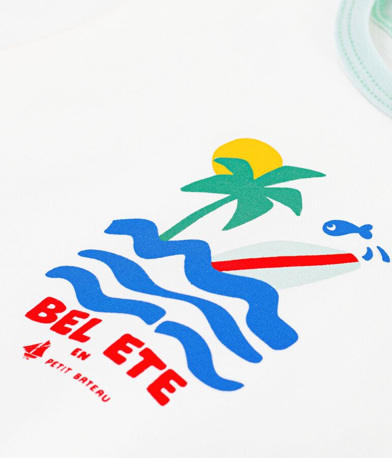 Camiseta de algod&oacute;n de manga corta con estampado para beb&eacute; blanco