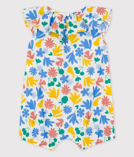 Mono corto con estampado de flores de popelina de bebé blanco MARSHMALLOW/blanco MULTICO
