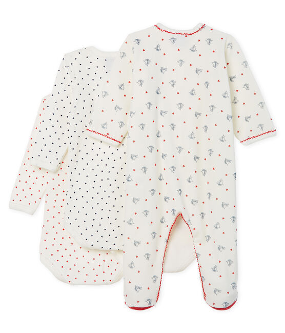Conjunto para bebé niña con pijama de terciopelo y bodis de manga larga de punto variante 1
