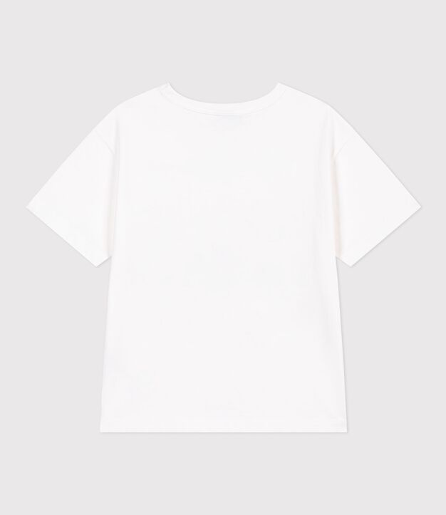 Camiseta infantil de manga corta de algod&oacute;n blanco