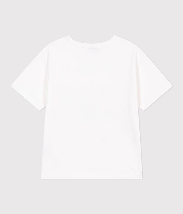 Camiseta infantil de manga corta de algod&oacute;n blanco
