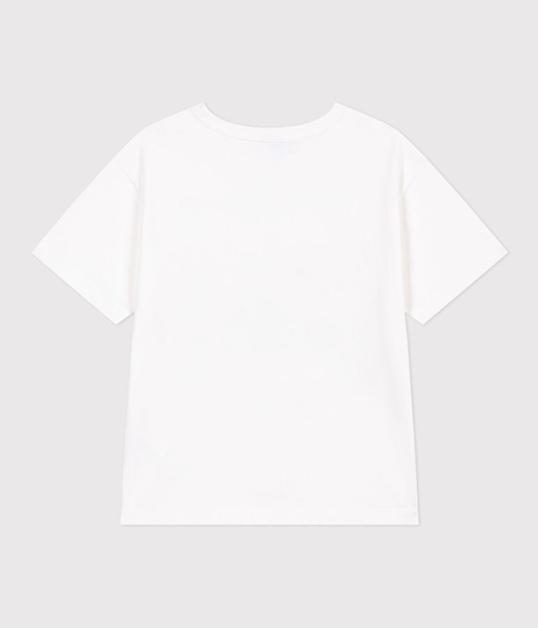 Camiseta infantil de manga corta de algod&oacute;n blanco MARSHMALLOW
