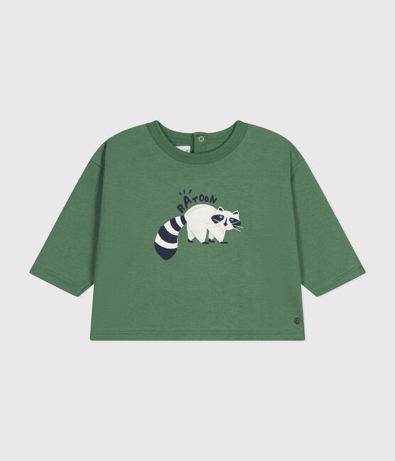 Camiseta de manga larga de punto fino para bebé verde PALMERAIE