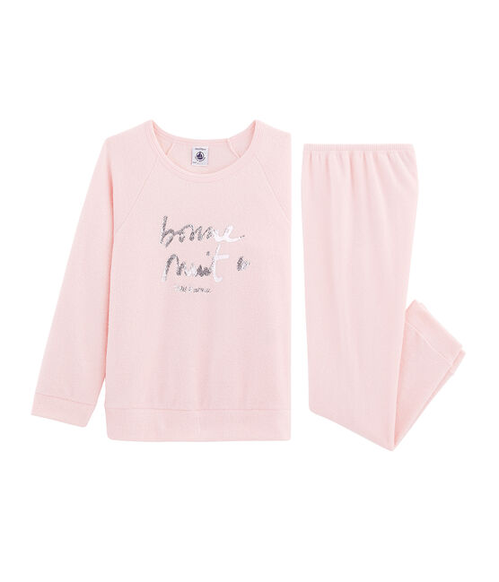 Pijama de rizo picado para niña muy cálido rosa MINOIS