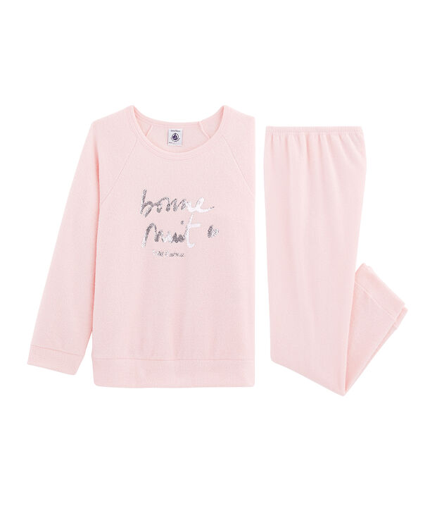 Pijama de rizo picado para ni&ntilde;a muy c&aacute;lido rosa