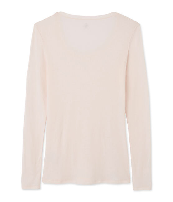Camiseta de manga larga con cuello de bailarina de mujer rosa FLEUR
