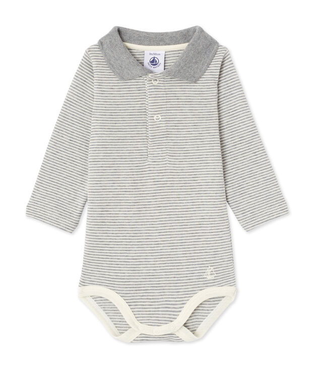 Body beb&eacute; de ni&ntilde;o en milrayas gris/blanco