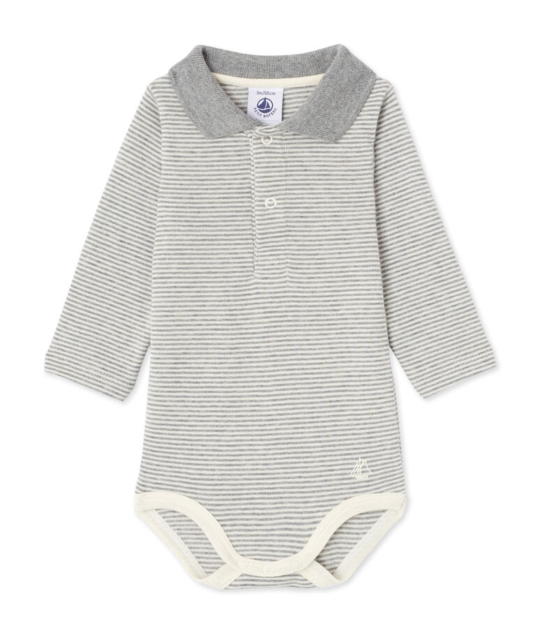 Body beb&eacute; de ni&ntilde;o en milrayas gris SUBWAY/beige COQUILLE