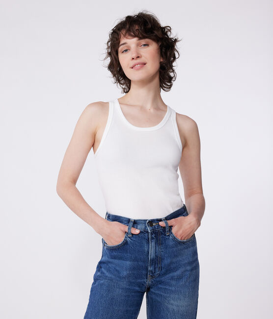 Camiseta sin mangas Iconique de algodón para mujer blanco ECUME