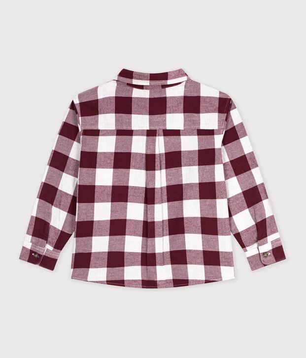 Camisa infantil de algod&oacute;n a cuadros marron/beige