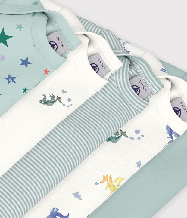 Juego de bodis de algod&oacute;n de manga larga con estampado de dragones para beb&eacute; multicolor