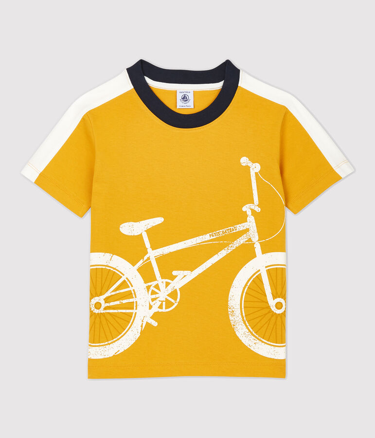 Camiseta de manga corta de algod&oacute;n de ni&ntilde;o amarillo