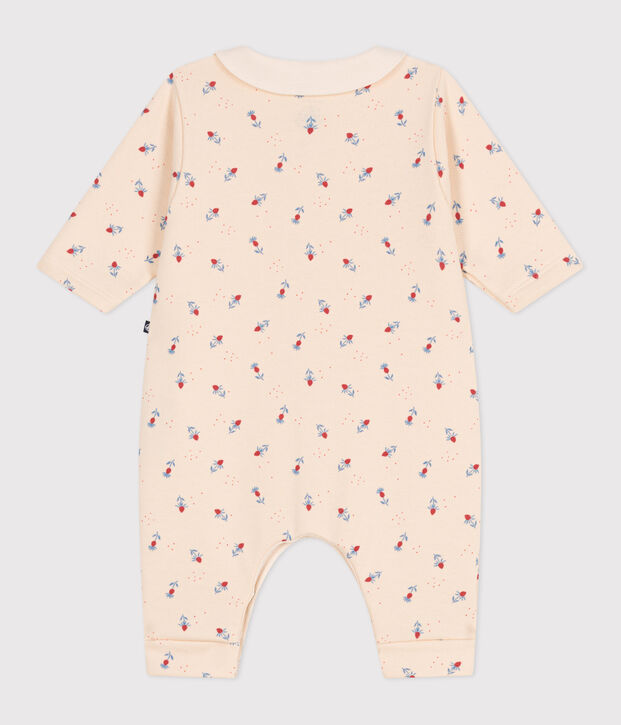 Pelele de algod&oacute;n con cuello y estampado de flores para beb&eacute; crudo/multicolor