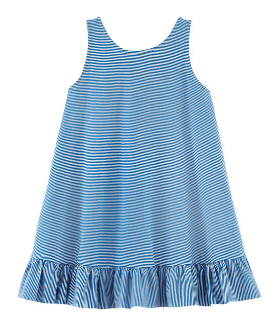 Vestido infantil para niña azul RIYADH/blanco MARSHMALLOW