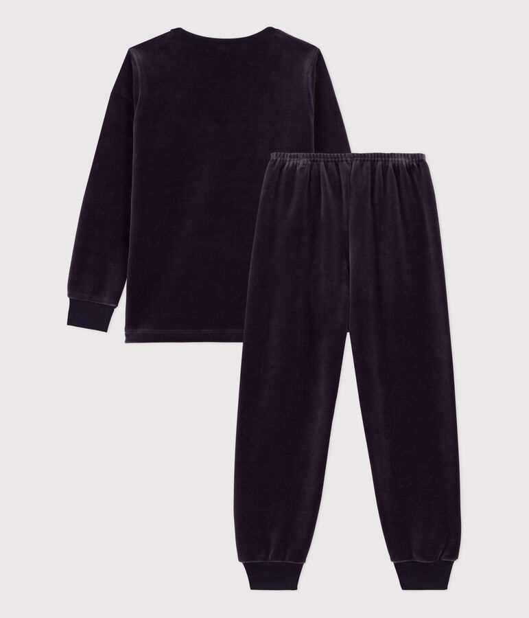 Pijama de terciopelo con motivo de Par&iacute;s para ni&ntilde;o/ni&ntilde;a azul SMOKING