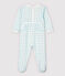 Pijama enterizo de vichy azul de algodón de bebé niña blanco MARSHMALLOW/azul JASMIN