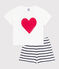 Pijama corto infantil de algodón con estampado de corazones blanco MARSHMALLOW/azul SMOKING