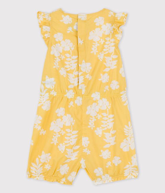 Mono para bebé con estampado hawaiano de popelina amarillo ORGE/blanco MARSHMALLOW