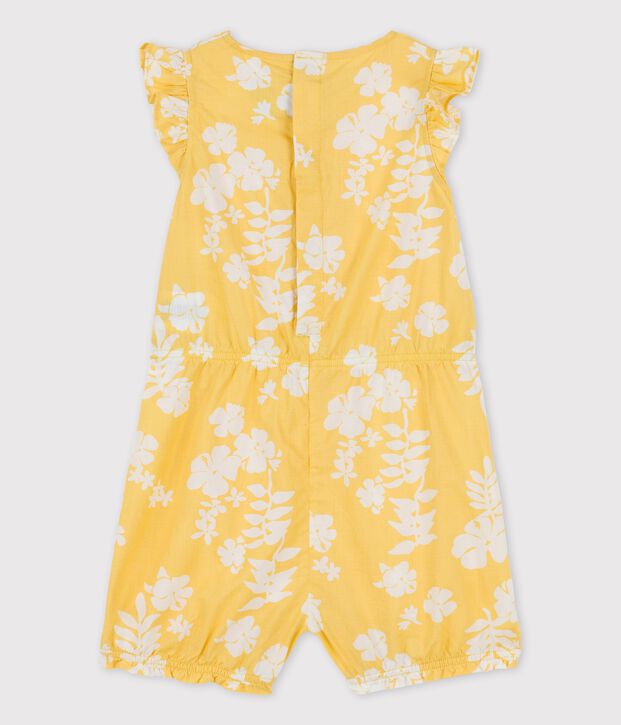 Mono para beb&eacute; con estampado hawaiano de popelina amarillo/blanco