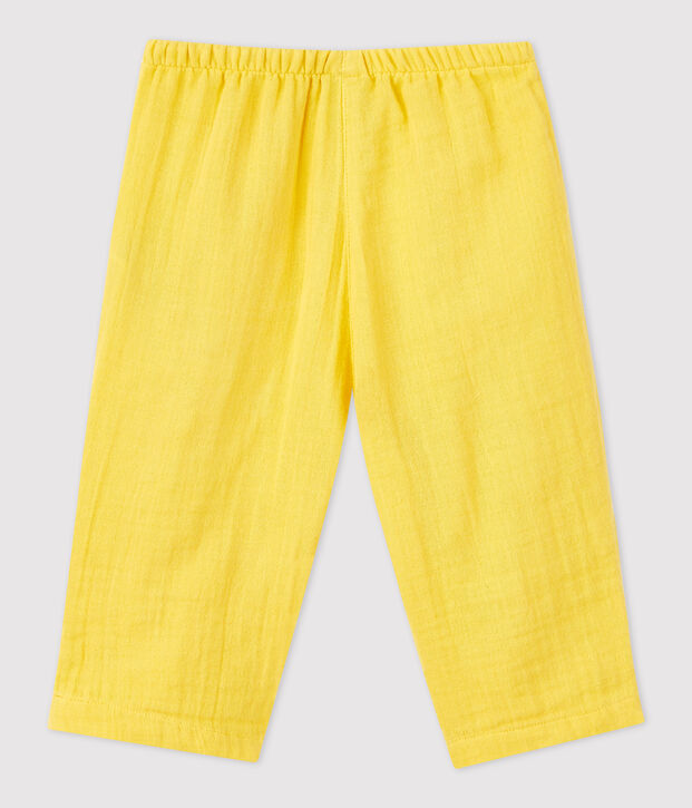 Pantal&oacute;n de gasa de algod&oacute;n ecol&oacute;gico para beb&eacute; amarillo
