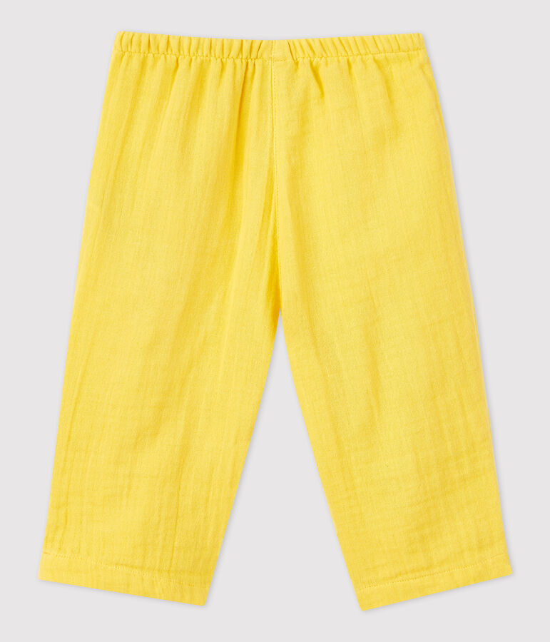 Pantal&oacute;n de gasa de algod&oacute;n ecol&oacute;gico para beb&eacute; amarillo ORGE