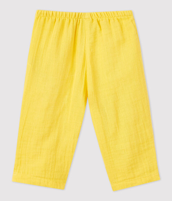 Pantalón de gasa de algodón ecológico para bebé amarillo ORGE
