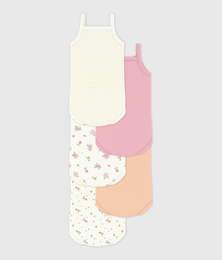 Juego de bodies de tirantes de algod&oacute;n con flores para beb&eacute; multicolor
