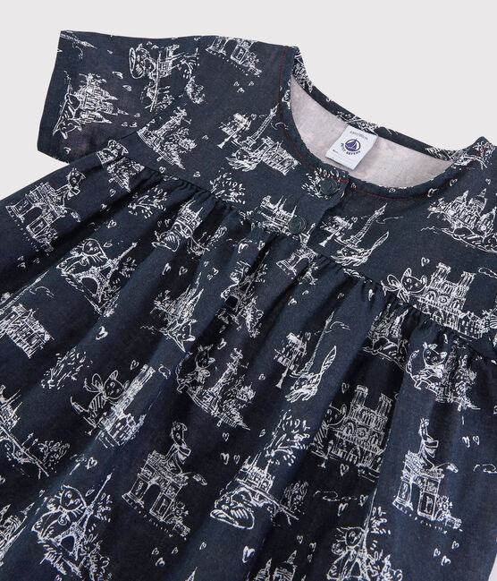 Blusa de manga corta de tejido tubular de niña azul SMOKING/blanco ECUME