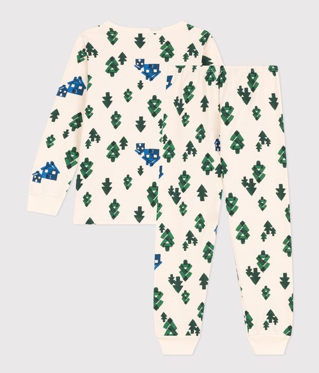 Pijama de felpa caba&ntilde;a para ni&ntilde;o/ni&ntilde;a crudo/multicolor
