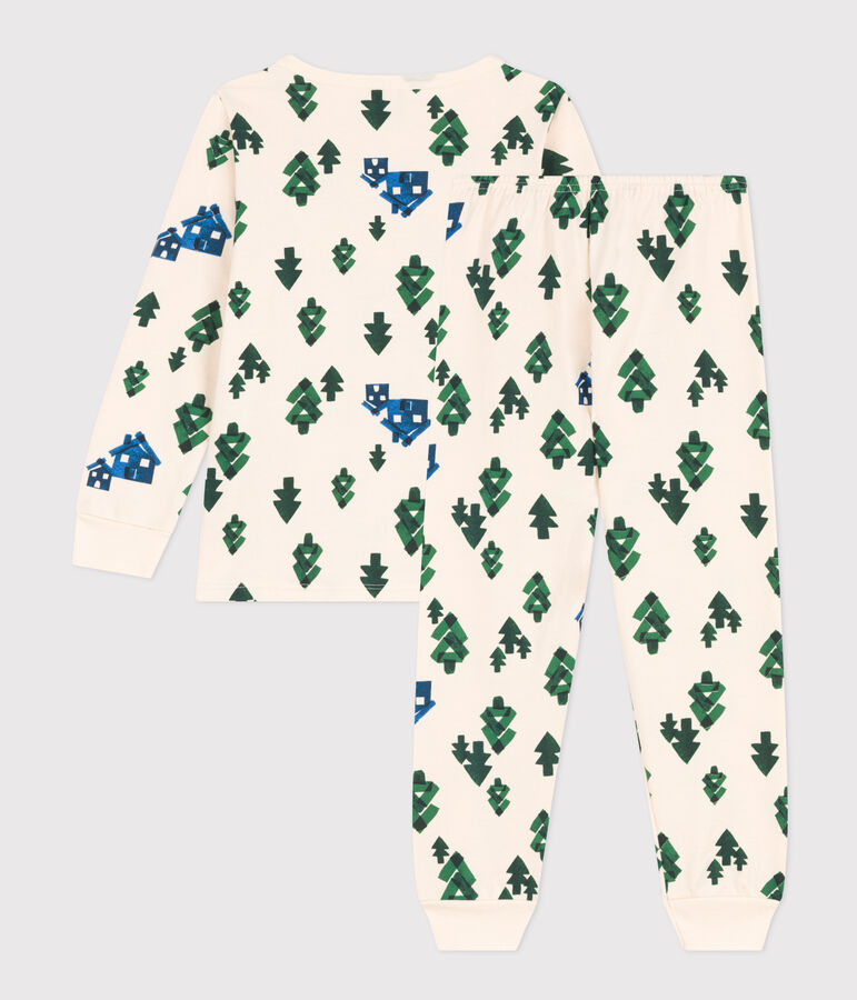 Pijama de felpa caba&ntilde;a para ni&ntilde;o/ni&ntilde;a crudo/multicolor