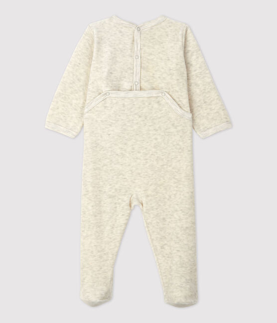 Pelele de bebé liso en beis de terciopelo beige MONTELIMAR CHINE