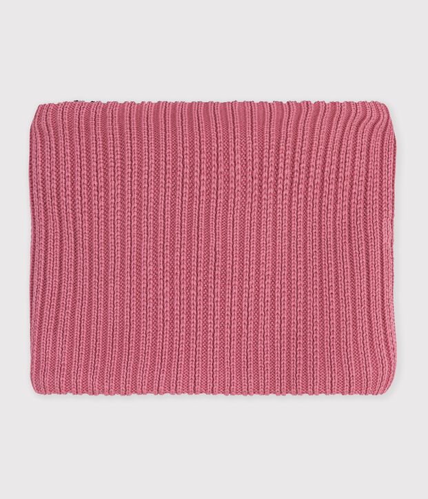 Braga de cuello infantil de punto tricotado liso con forro polar rosa