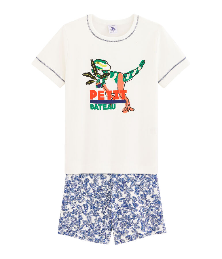 Pijama corto de punto para ni&ntilde;o blanco/multicolor