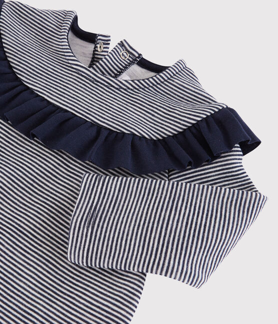 Blusa de manga larga para bebé niña azul SMOKING/blanco MARSHMALLOW