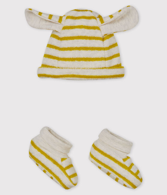 Gorro y patucos de rayas para bebé unisex variante 2