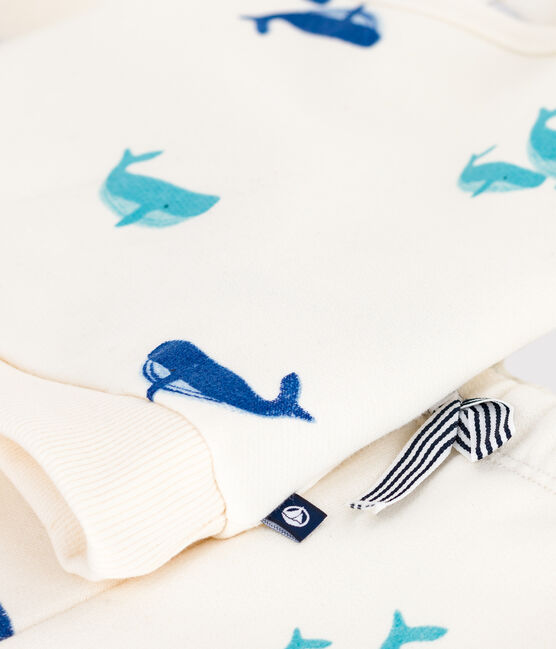 Conjunto de sudadera y pantalón para bebé de algodón con estampado de ballena MILK/ MULTICO