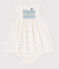Vestido blanco de algodón y pololo con estampado de lunares para bebé blanco MARSHMALLOW/blanco MULTICO